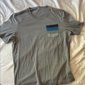 Travis Mathew Gray Short Sleeve Tee with Blue and Gray Pocket